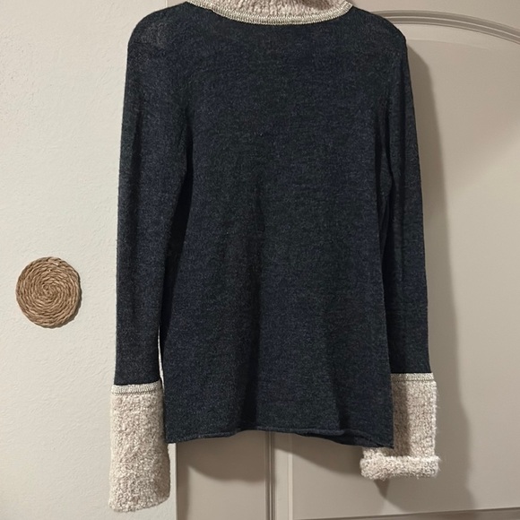 Tory Burch Gray and Cream Turtleneck Sweater wool/alpaca blend XL - Picture 8 of 8